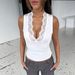 Women's Clothing New Deep V Neck Lace Trim Slim Fit Sexy Sleeveless Vest For Women_ecoleips.com