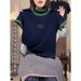 Women's Color-Block Short Sleeve T-Shirt – Slim Fit Casual Top With Vertical Stripe Design (5 Colors, S-2XL)_ecoleips.com