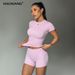 Women's Quick Drying Round Neck Yoga Set High Elastic Fitness Sports Two Piece Running Clothes American Style_ecoleips.com