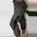 Women's Military Green Casual Sports Trousers Mid Waist Webbing Pockets Full Length Polyester Pants_ecoleips.com