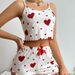 Cross-Border Hot-Selling Women's Homewear Heart Print Camisole Shorts Casual Ribbed Wearable European And American Style_ecoleips.com