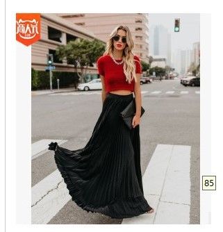 Summer 2025 New Style Plus Size Mid-High Waist Pleated Women's Large Swing Wrinkled Long Skirt_ecoleips.com