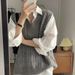2025 New Women's Sweater Vest, Loose Fit, Plus Size, Stylish Knitted Collar, Sleeveless Top For Women_ecoleips.com