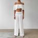 Women's Clothing Two Piece Suit Summer Wrinkled Cloth Solid Color One Shoulder Tube Top High Waist Wide Leg Pants Casual Beach Suit_ecoleips.com