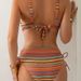 Colorful Striped Bikini Halter Neck Push Up Two Piece Swimsuit Sexy Spa Beachwear Women's Clothing_ecoleips.com