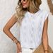 Women's Clothing Round Neck Jacquard Short Sleeve Loose T Shirt Vest_ecoleips.com