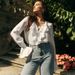 Women's Clothing New Style Ruffled Solid Color V Neck Puff Sleeve Shirt Spring And Autumn Niche Design Versatile Top_ecoleips.com