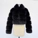Women's Winter Faux Fox Fur Coat - Round Neck Spliced Artificial Fur Jacket, Fashionable & Warm Outerwear For Cold Weather_ecoleips.com