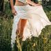 Women's Clothing Irregular Design White Skirt Holiday Style Slit Ruffle Fashion Long Skirt_ecoleips.com