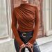 AE052 European And American Early Spring Fashion New Asymmetrical Design Long-sleeve Slim-fit Comfortable Versatile Top_ecoleips.com