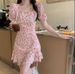 Korean Style Gentle Floral A-Line Mini Skirt Slimming Trendy Design New Summer Dress for Women_ecoleips.com