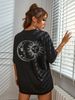 New Fashionable Casual Black T-shirt Clothing Simple Round Neck Short Sleeve Women's Top Loose Printed T-shirt_ecoleips.com