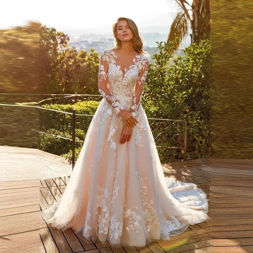 Women's Clothing High Waisted Long Sleeved Wedding Dress Luxury Travel Photography Gown Heavy Duty Train Fashion High End Temperament_ecoleips.com