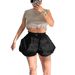 Y2k Bubble Shorts For Women - High Waist Puffy Mini Shorts With Elastic Waistband (White/Black/Olive Green)_ecoleips.com