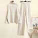 Women's Winter Knit Set – Turtleneck Sweater & Wide Leg Pants (2-Piece Outfit)_ecoleips.com