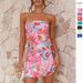 Women's Clothing Summer New Sexy Tube Top Backless Floral Print Short Skirt Dress_ecoleips.com