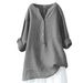 2025 Summer Loose Solid Color Shirt Cotton Linen Top With Pockets Women's Clothing_ecoleips.com