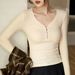 2025 #Superior Selection # Unique Button Design T-Shirt For Women 2025 Autumn New Slim Fit Spicy Girl Sexy Long Sleeve Top_ecoleips.com