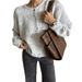 European And American Cross-Border Hot Sale Versatile Soft Knitted Cardigan For Women Retro Shell Button Gray Wool_ecoleips.com