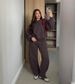 Autumn And Winter Women's Clothing Crew Neck Pullover Head Wide Leg Trousers Suit Fashion Casual Long Sleeve Sweater Cover_ecoleips.com