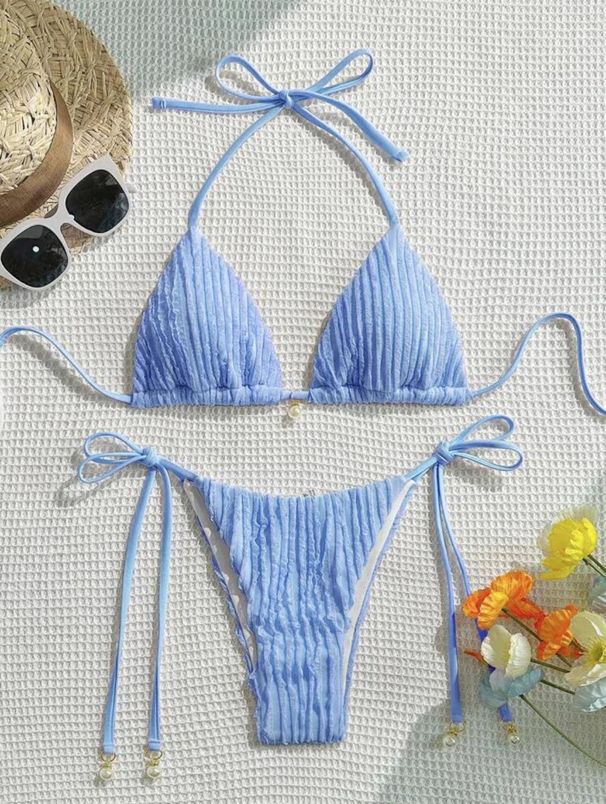 Women's Clothing New Sexy Bikini Split Swimsuit Two Piece Drawstring Backless_ecoleips.com