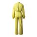 Women's Sexy Wide Leg Pants Summer Solid Color High Neck Backless Long Sleeved Casual Jumpsuit Trousers_ecoleips.com