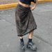 Verve Street Style Leopard Print Patchwork Lace Trim Low Waist Drawstring Color Block A-Line Midi Skirt_ecoleips.com