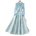 Butterfly Print Square Neck Dress French Style Light Luxury High Waisted A Line Skirt Slimming Elegant Early Spring Dress_ecoleips.com