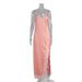Women's Lace Trimmed Spaghetti Strap Maxi Dress Summer Sexy Slit Patchwork Faux Silk European American Style Dress_ecoleips.com