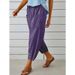 High Waisted Buttoned Cotton Linen Pants For Women Loose Fit Cropped Wide Leg Style From Europe And America_ecoleips.com