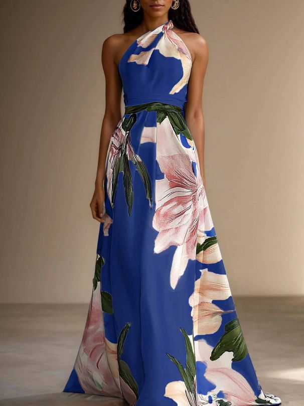 Women's Clothing Elegant Catwalk Party Long Dress For Women Printed Holiday Style For Formal & Casual For Women_ecoleips.com