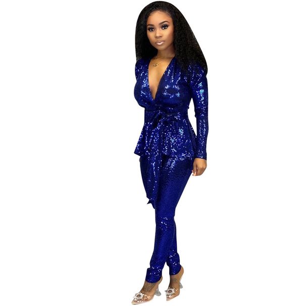 Women's Clothing Autumn And Winter New Products Slim Fashion Hot Stamping Long Sleeve Two Piece Suit With Belt_ecoleips.com