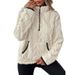Women's Cropped Fleece Pullover With Jacquard Pattern, Notched Collar & Pockets, Cozy Winter Casual Sweatshirt In Multiple Colors_ecoleips.com