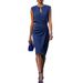 Women's Solid Color Pleated Waist Cinching round Neck Hollow out Dress Regular Fit Polyester Spring/Autumn Summer Elegant Fashion Blouse_ecoleips.com
