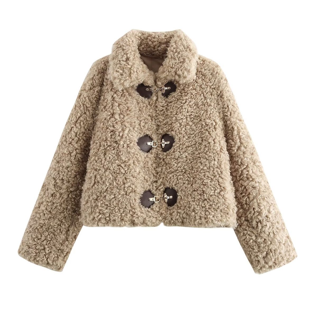 Women's Fleece Jacket Autumn Fashion Street Style With Rope Buckle Elegant Casual Outerwear For Daily Office_ecoleips.com