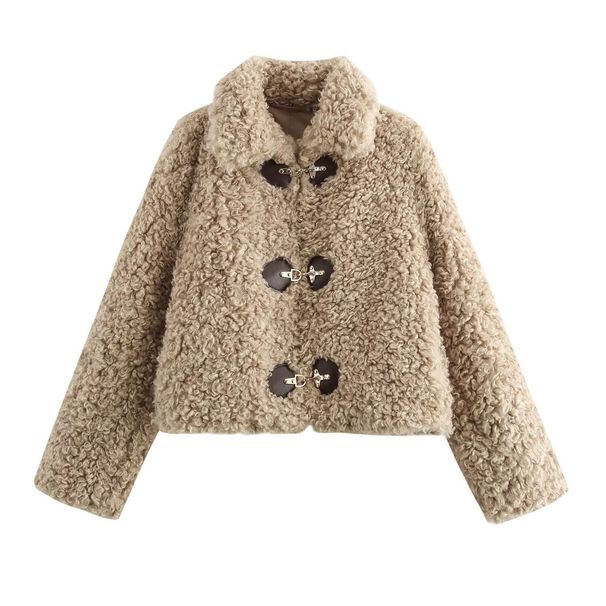 Women's Fleece Jacket Autumn Fashion Street Style With Rope Buckle Elegant Casual Outerwear For Daily Office_ecoleips.com
