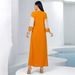 Ba5138 Orange Double-Tone Elegant A-Line Skirt Banquet Long Dress For Women_ecoleips.com