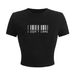 Women's Slim Fit Cropped T-Shirt Short Sleeved Top European American Style Barcode Print Hot Girl Trendy Casual Summer_ecoleips.com