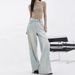 KENH Light Blue Loose Straight Wide-leg Jeans, New Women's Design With Embroidery, Floor-length Pants_ecoleips.com