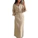 Summer Women's Slim Fit Long Sleeve Dress Style Versatile Lapel Button H-Line Straight Everyday Clothing_ecoleips.com