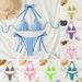 Women's Clothing New Towel Cloth Halter Neck Tie Bikini Swimsuit Summer Beach Vacation Women_ecoleips.com