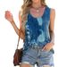 Women's Clothing Spring And Summer New Round Neck Tie Dye Printed Loose Sleeveless T Shirt Vest For Women_ecoleips.com