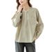Verve Versatile Striped Pullover Shirt For Women 2025 New Design Loose Round Neck Elegant Long Sleeve Blouse_ecoleips.com