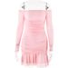 New Style Sexy Hot Girl Mini Dress, Ruched Strapless Design, Long Sleeve, Skinny Slimming Silhouette, Trendy Clubwear Short Dress_ecoleips.com
