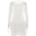 Classic Crew Neck, Elegant Ruched Stacked Detail, Romantic Ruffle Hem, Skinny Slim Silhouette, Stylish Casual Club Outfit_ecoleips.com