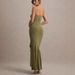 Luxury Solid Tone Bandeau Open‑Back Formal Gown High Waist Fitted Floor‑Length Evening Dress_ecoleips.com