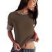 Bestseller Ribbed Slim-Fit Solid Color Top American Style Comfortable Casual Trendy Brand Round Neck Commuting_ecoleips.com