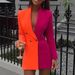 2022 European And American New Style Patchwork OL Professional Wear V-neck Cardigan Blazer_ecoleips.com