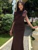 Hugcitar Elegant Solid Short Sleeve Irreguar Ruched Sexy Bodycon Maxi Prom Dress Summer Women Evening Party Clothes Birthday_ecoleips.com