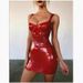 Sexy Disco Socialite Goddess Lady Shiny Strapless Waist-Cinching Slimming PU Leather Strap Dress Q176_ecoleips.com